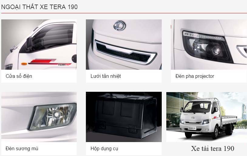 ngoại thất xe tải teraco 190 1t9